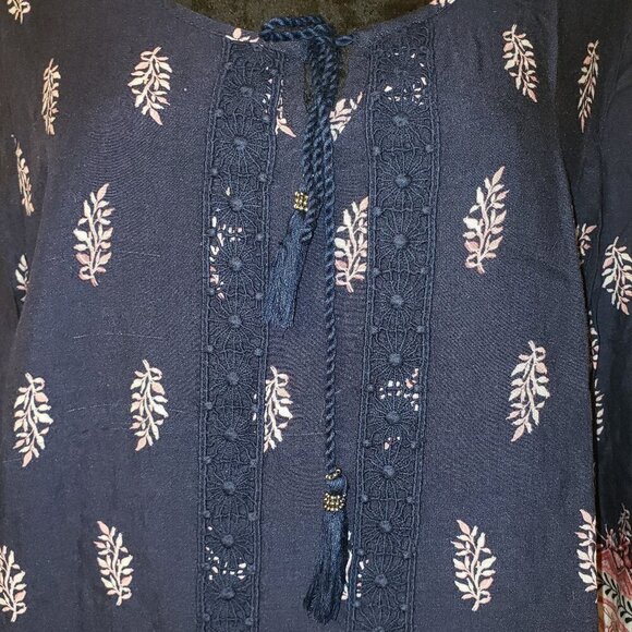 Women's Style & Co Blue and Pink Printed Blouse - M - Picture 2 of 5